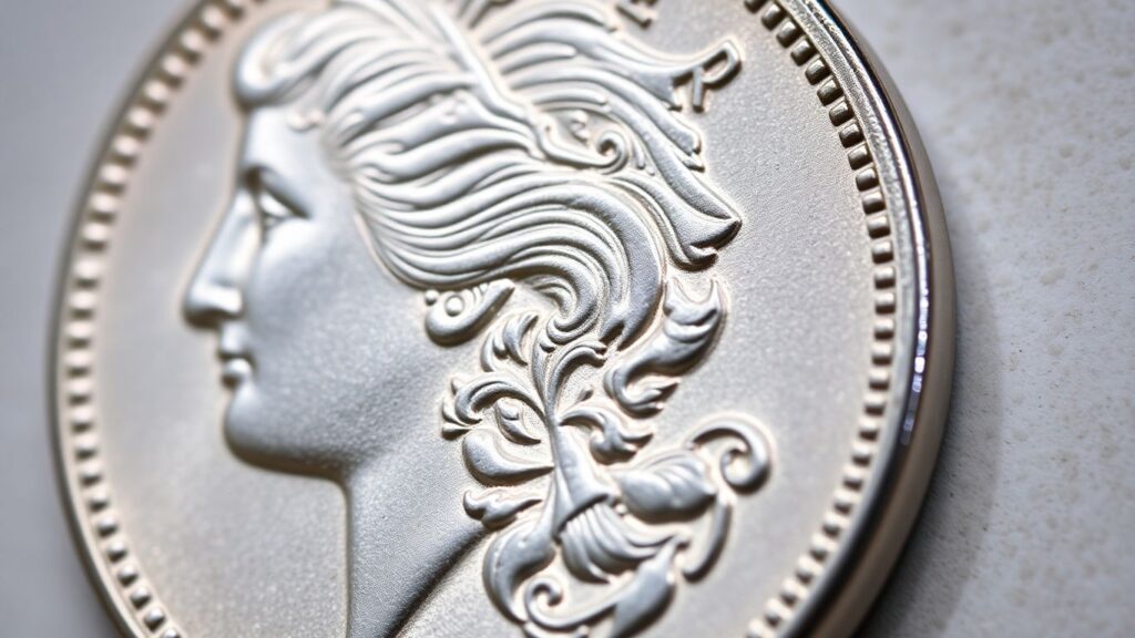 Close-up of a Morgan Silver Dollar coin.