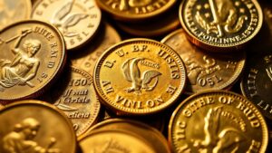 Collection of historical and modern U.S. gold coins.
