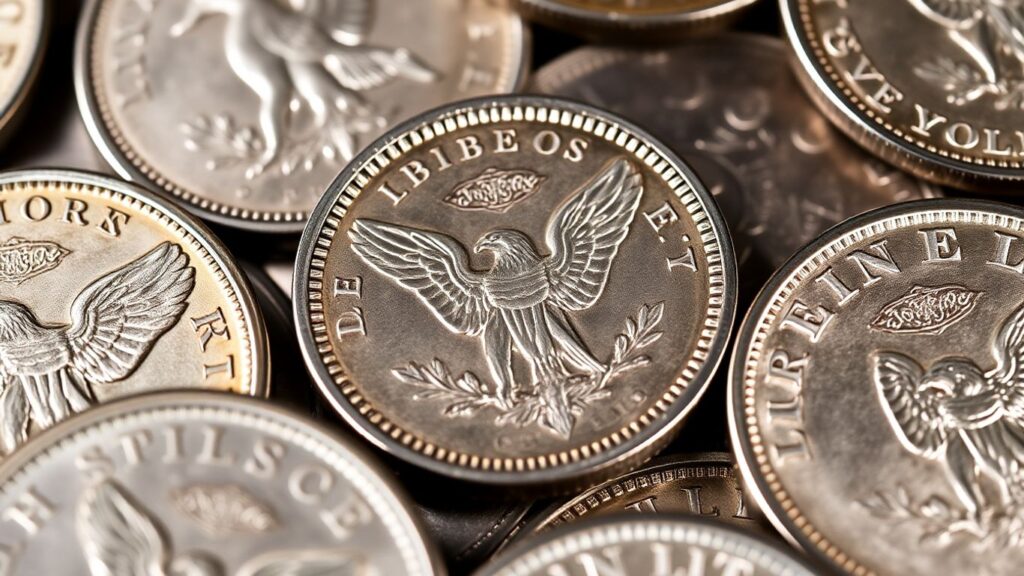Morgan silver dollars with eagle design