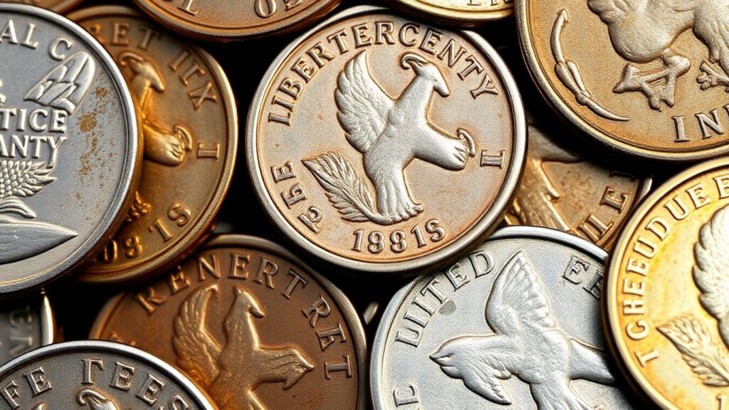 Rare error coins with minting anomalies found in circulation.