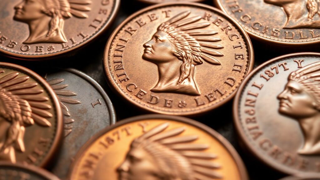 Collection of collectible Indian Head pennies.