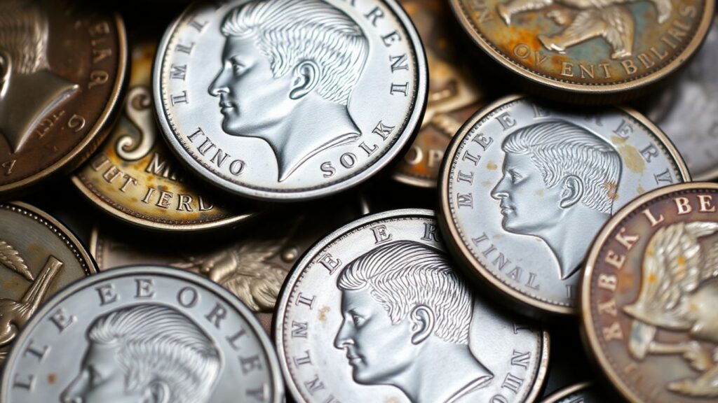 Rare Kennedy half dollar coins with high value.