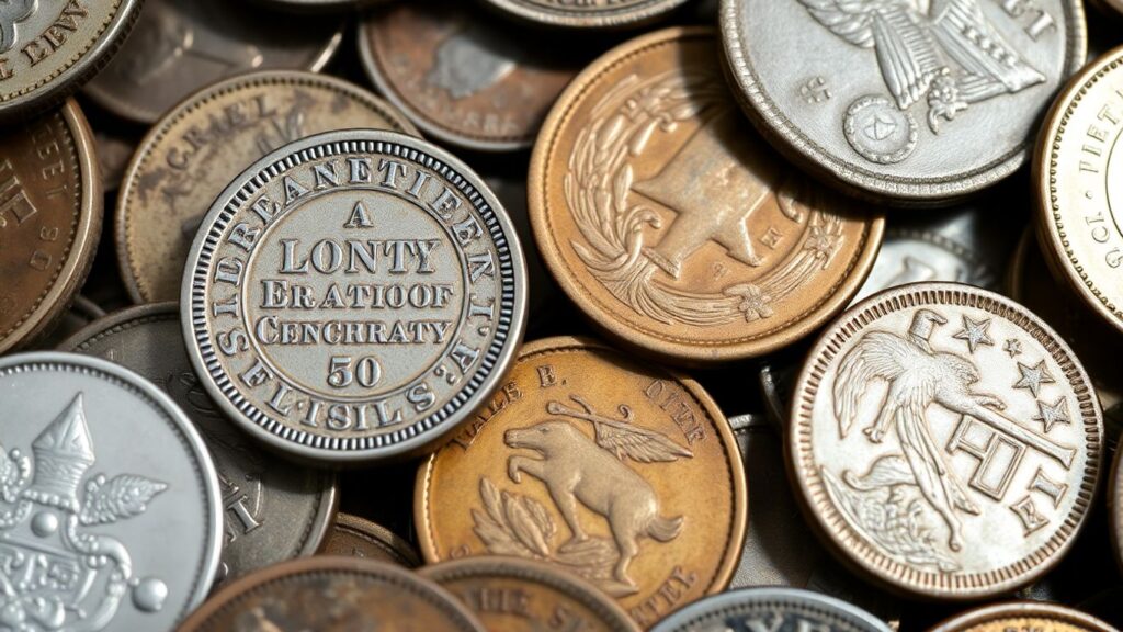 Coins showing numismatic and melt value