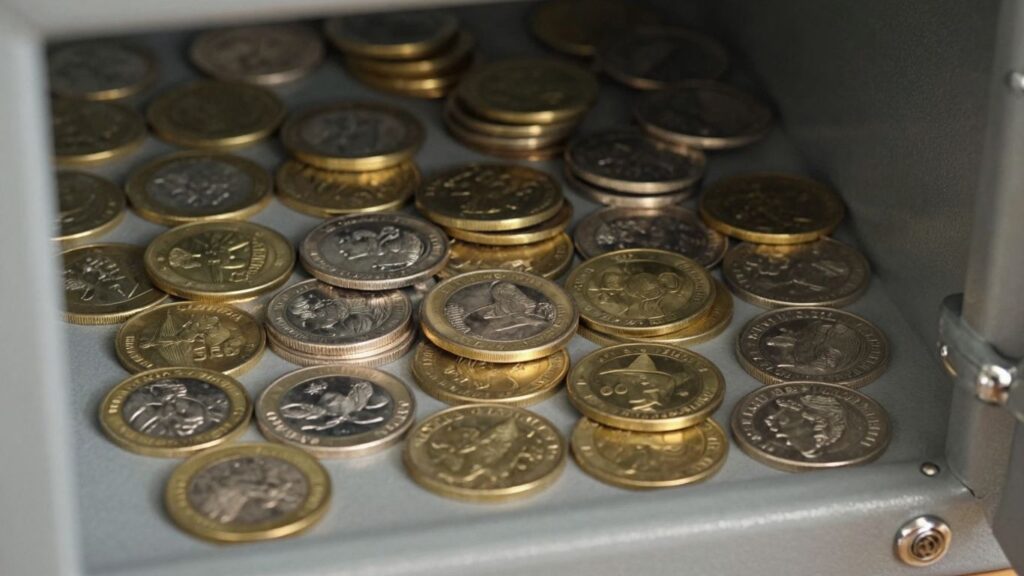 Secure coin storage in a home safe.